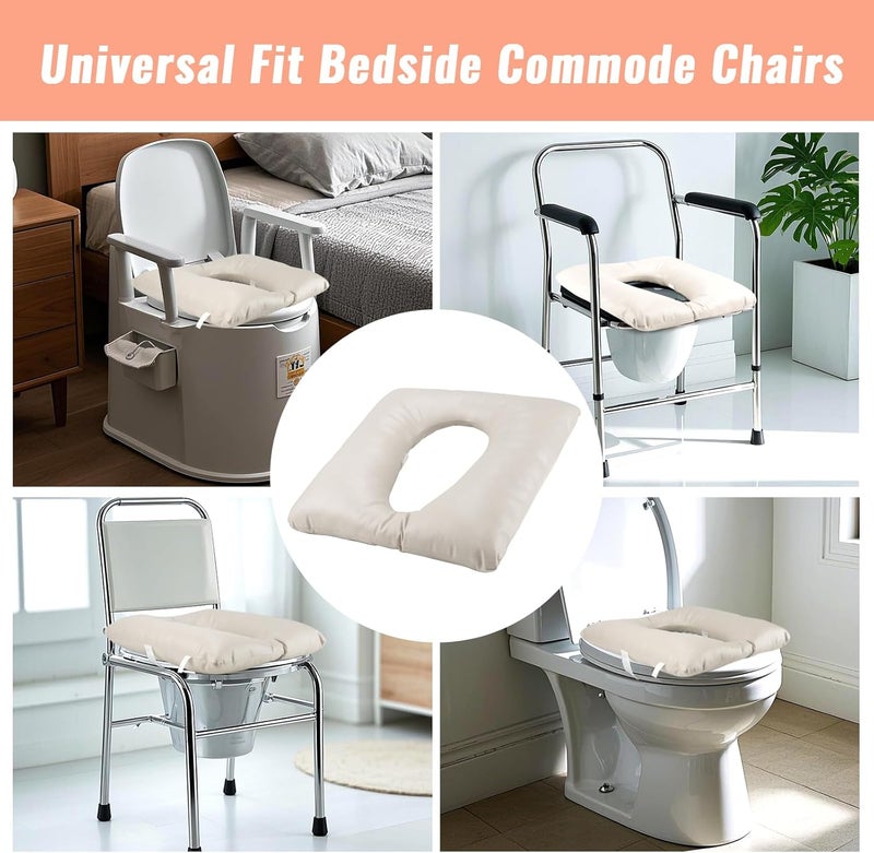 RoamReady Bedside Commode Cushion, Seniors Portable Seat Cushion for Toilet/Shower/Bedside, Universal Fit Commode Padded Seat for Elderly, Seats Pad Cover Toilet Seats 17x17 with Fixing Straps (Gray) - Image 4